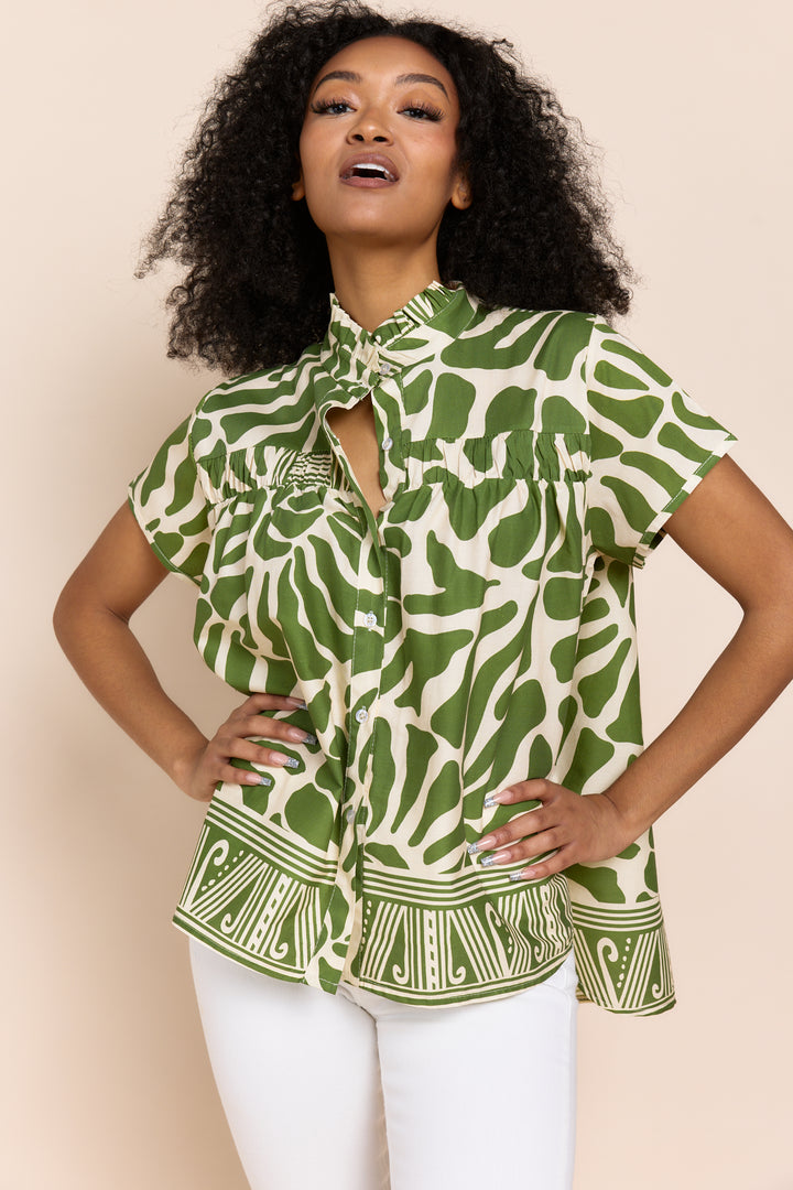 TRENA | Tops | Blouse, Button Downs, Cotton, NEW ARRIVALS, PRINT, SS24, Tops | shop-sofia