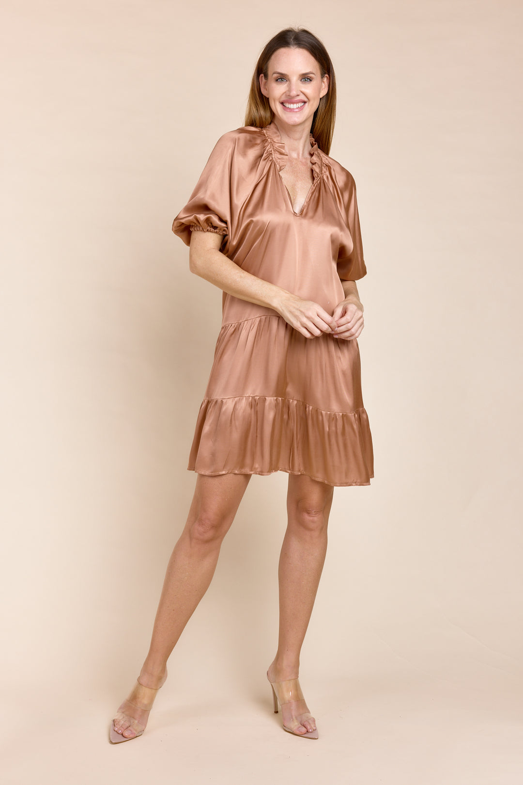 SEAN | Dresses | Dresses, Satin, Short Dresses, Short Sleeve, SOLIDS, SUMMER2024 | shop-sofia