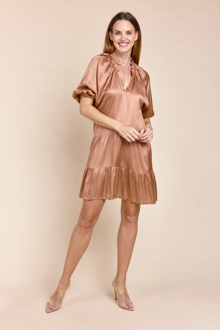 SEAN | Dresses | Dresses, Satin, Short Dresses, Short Sleeve, SOLIDS, SUMMER2024 | shop-sofia