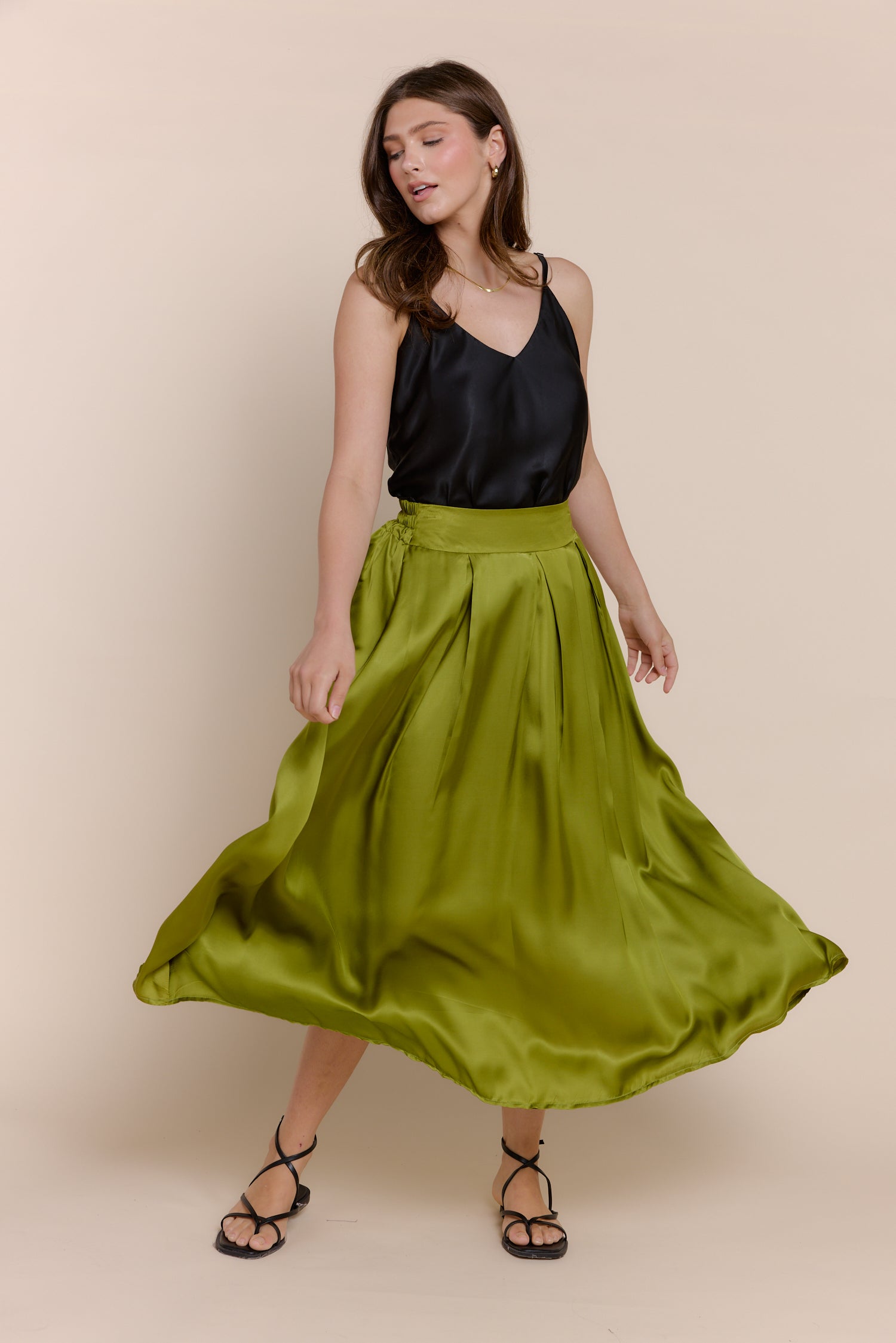 DIAZ | SKIRTS | FALL2024, NEW ARRIVALS, Satin, Satin and Silk Tops, Skirts, SOLIDS | shop-sofia