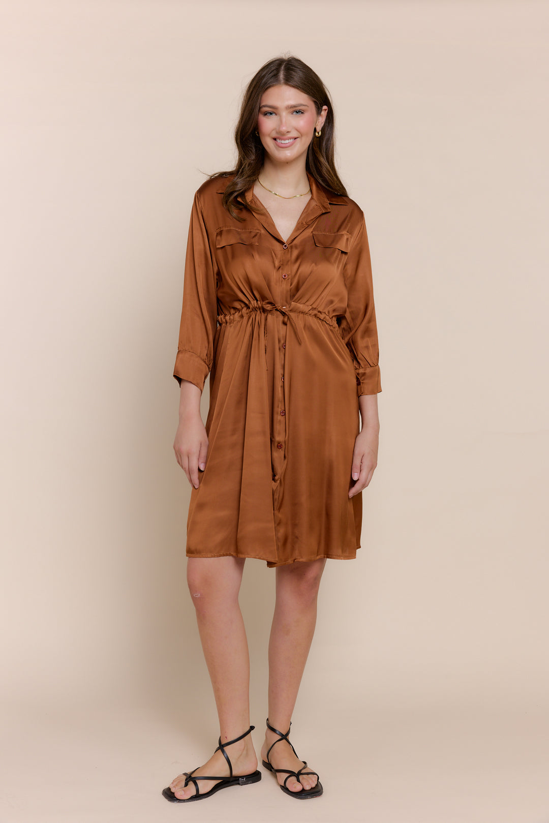 ELIZABETH | Dresses | Dresses, FALL2024, Longsleeve Dresses, NEW ARRIVALS, Satin, Satin Dress, Short Dresses, SOLIDS | shop-sofia