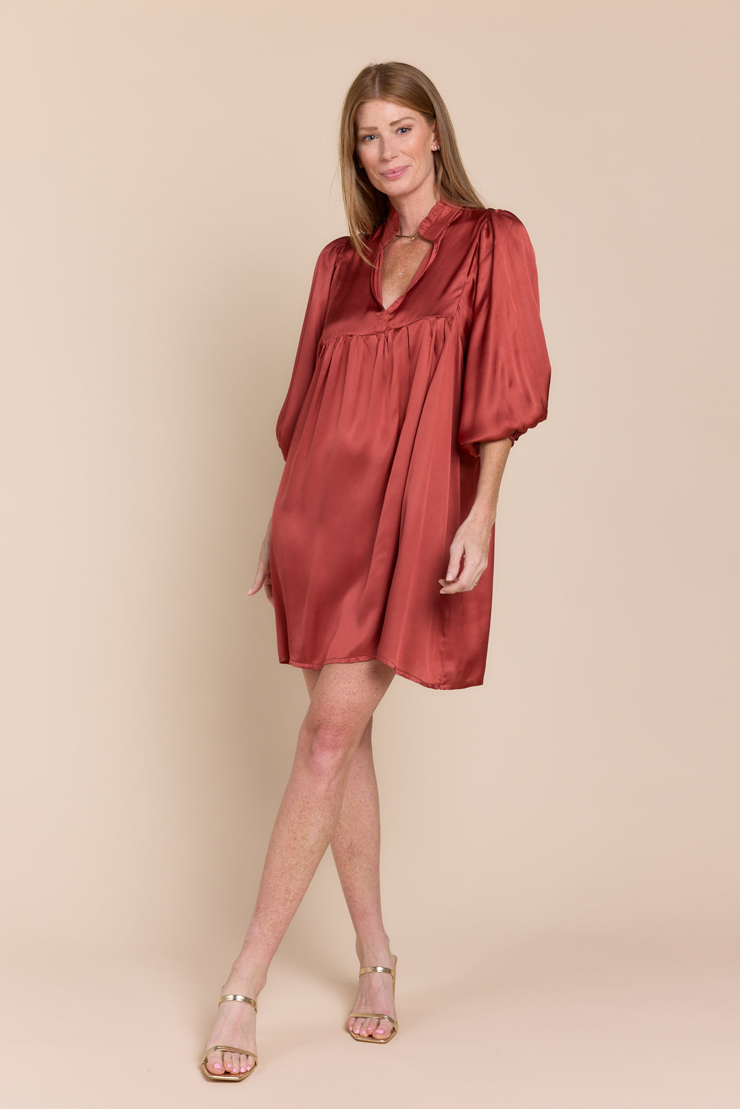 GIADA | Dresses | 3/4 Sleeve, Classics, Dresses, FALL2024, gamegirl, Long Sleeve, NEW ARRIVALS, Satin, Short Dresses, SOLIDS | shop-sofia