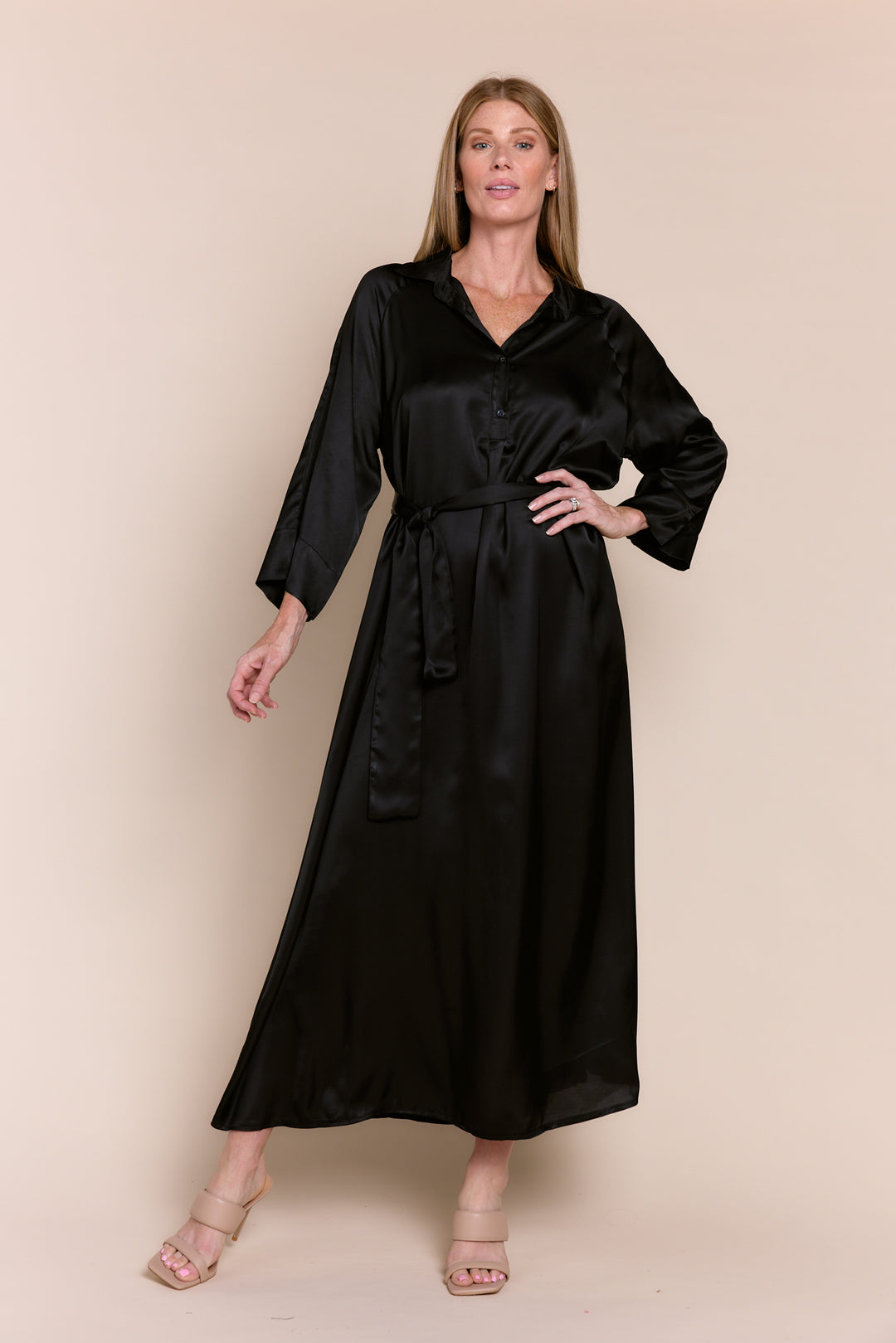 VICTORIA | Dresses | Dresses, FALL2024, Long Sleeve, Maxi Dresses, Satin, SOLIDS | shop-sofia