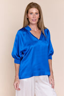 ANDREA | Tops | Blouse, NEW ARRIVALS, Satin, Satin and Silk Tops, SOLIDS, SS24, Tops | shop-sofia