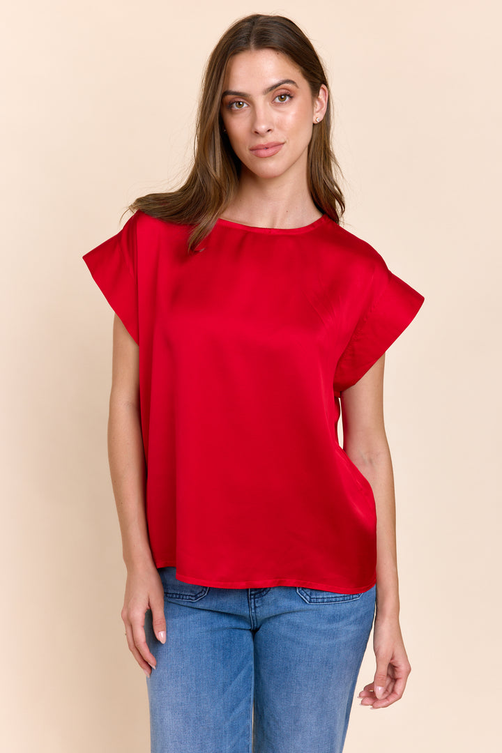 PAULA | Tops | gamegirl, Satin, Short Sleeve, SOLIDS, Tops | shop-sofia