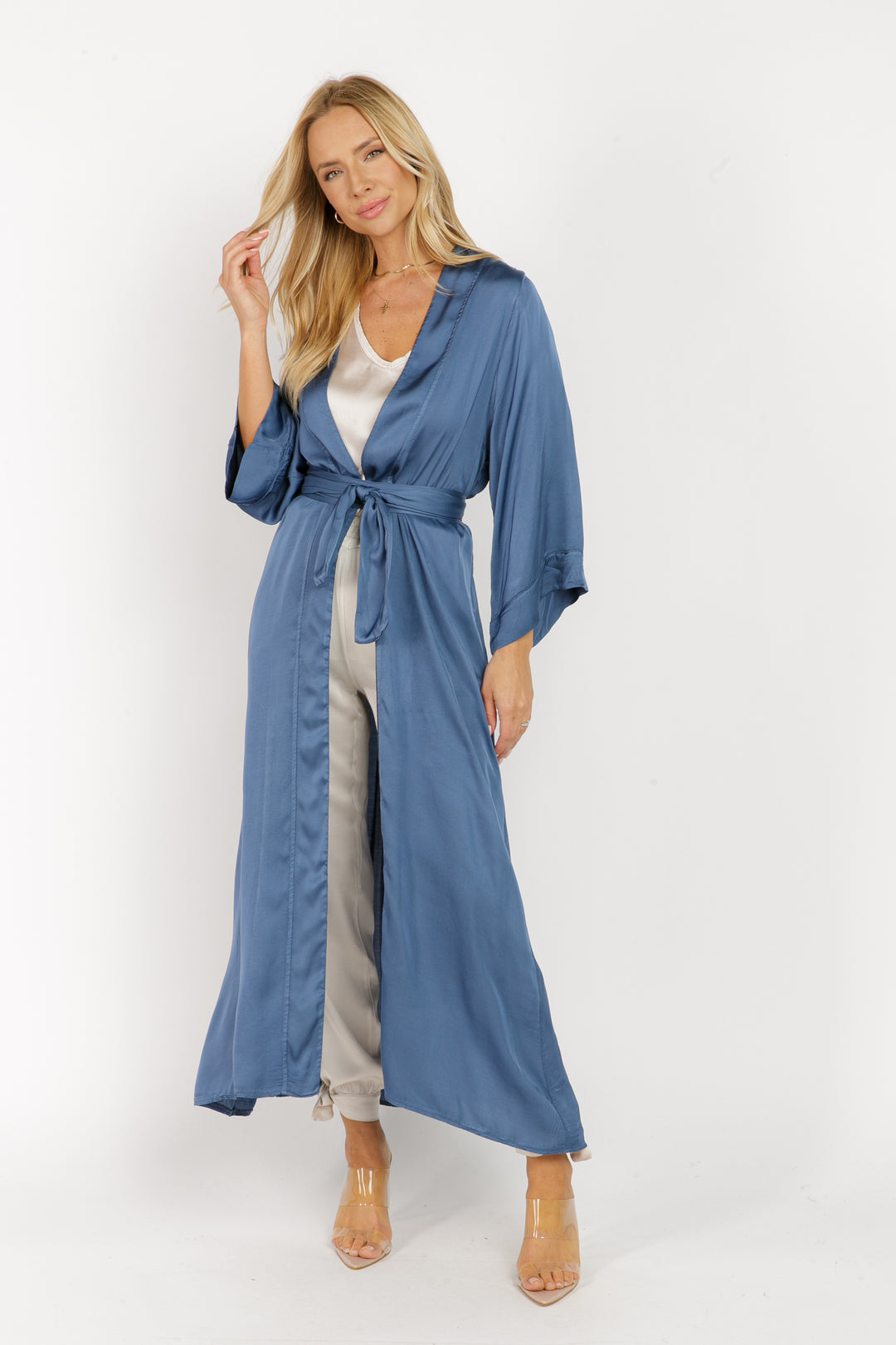 AMAL LONG KIMONO DUSTER | Dresses | Blouse, Dresses, Maxi Dress, Satin, Satin Dress, SOLIDS, Tops, Tunics And Wraps | shop-sofia