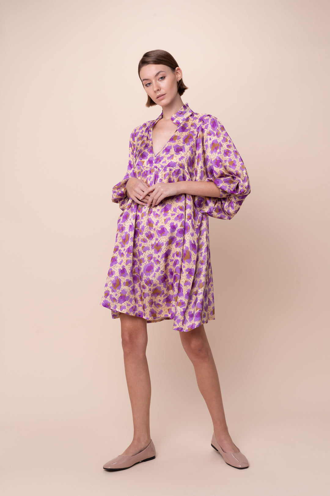 GIADA | Dresses | Dresses, Long Sleeve, NEW ARRIVALS, PRINT, Satin, Short Dresses, SPRING2025 | shop-sofia