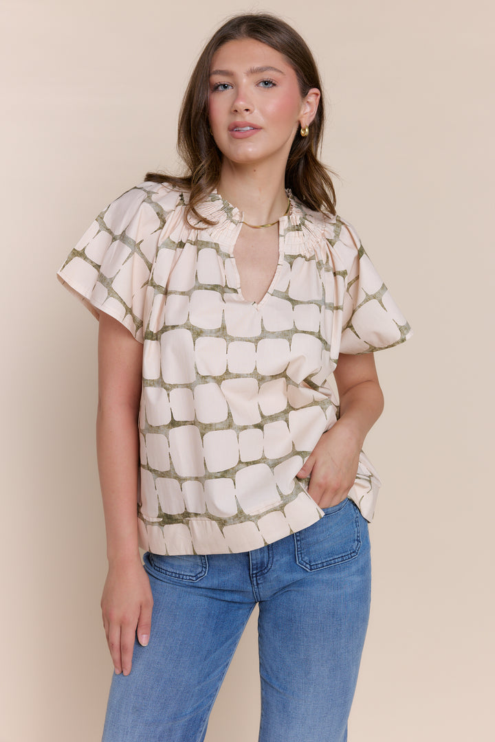 HANNAH | Top | Cotton, NEW ARRIVALS, PRINT, Short Sleeve, SPRING2025, Tops | shop-sofia